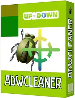 Обложка коробки AdwCleaner с фирменным жуком и логотипом